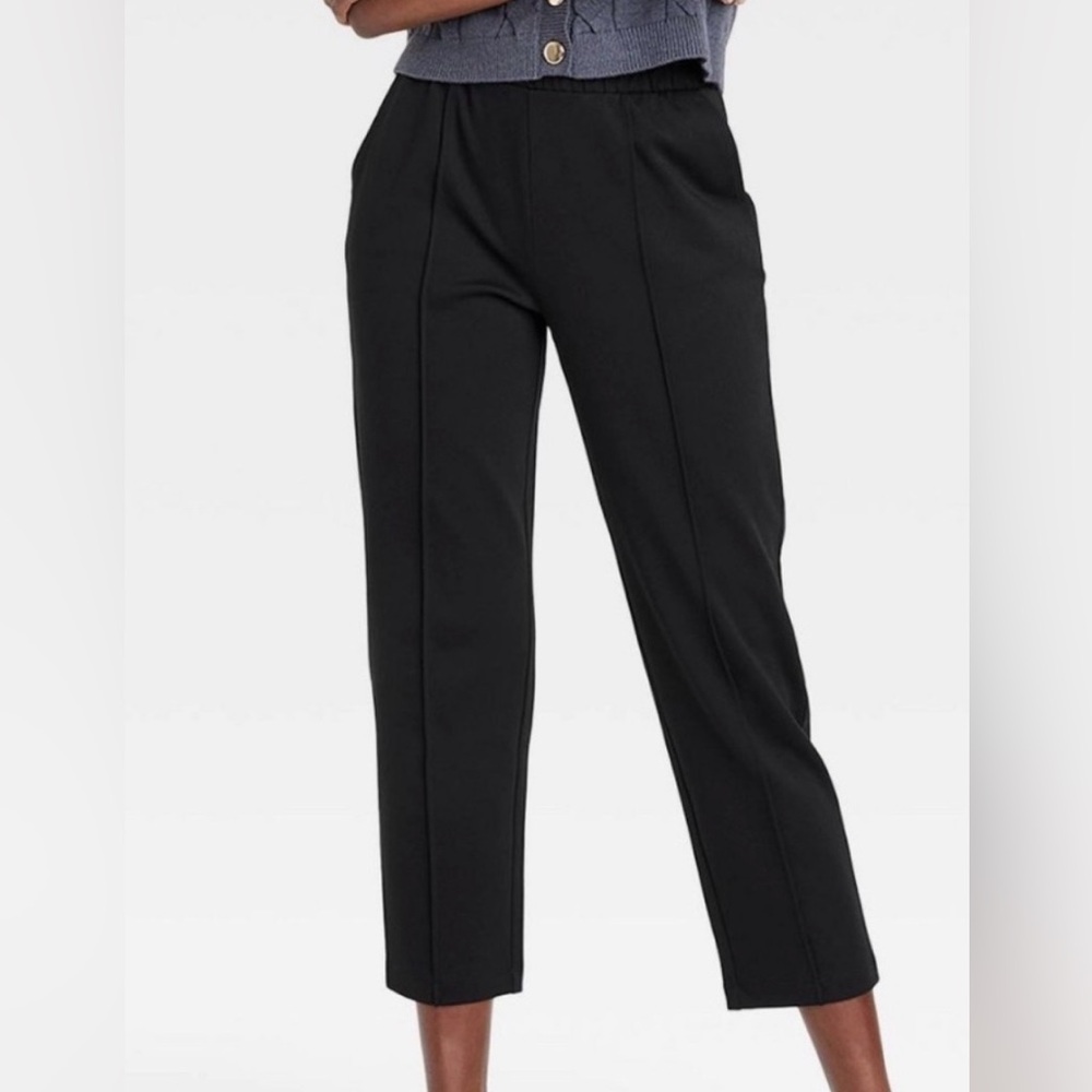 A New Day High-Rise Tapered Ankle Knit Pull-On Pants Black Large